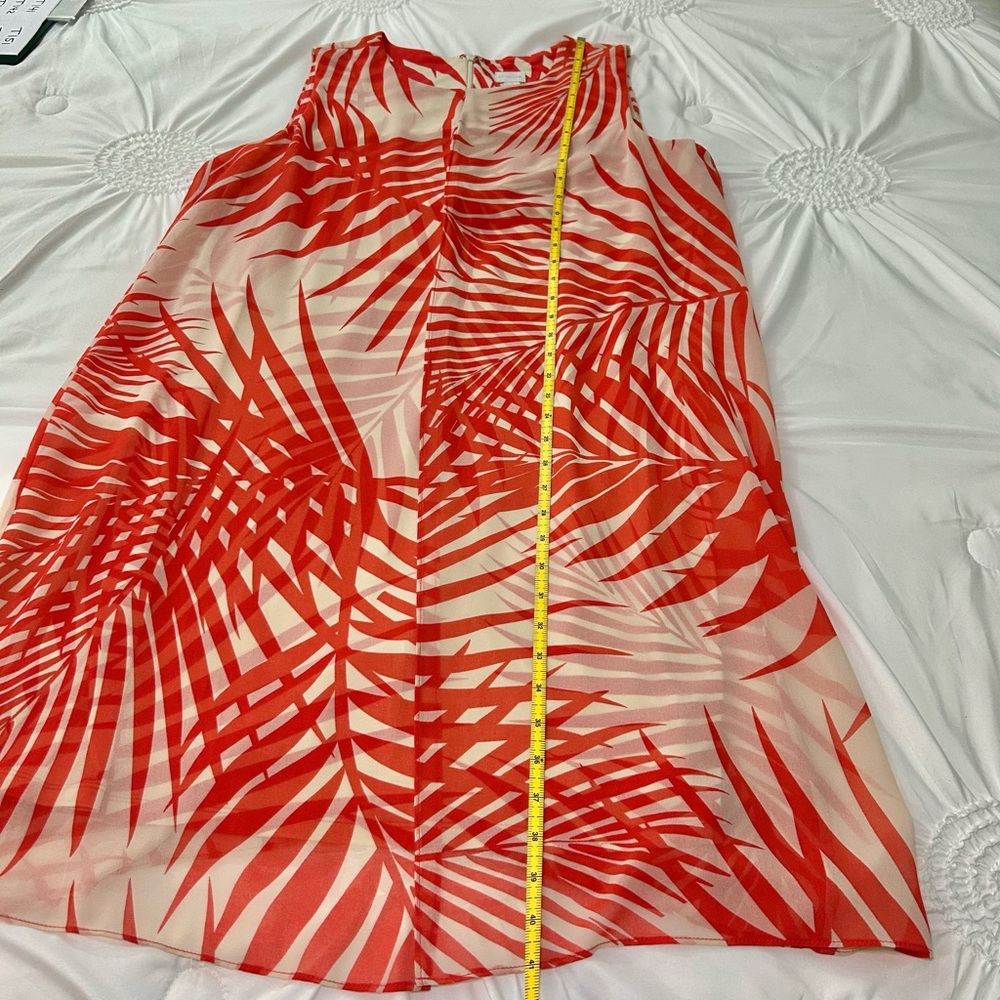 Chico’s Orange & Cream Sleeveless Palm Leaf Tropical Print Dress Size XL - Picture 10 of 14